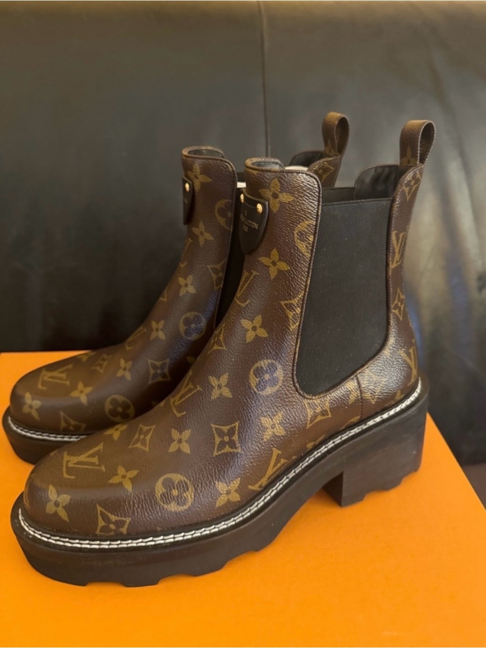 Louis Vuitton Brown Monogram Chelsea Ankle Boots